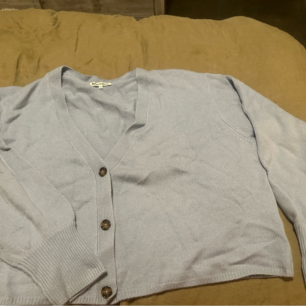 Reformation Blue Knit Cardigan Sweater